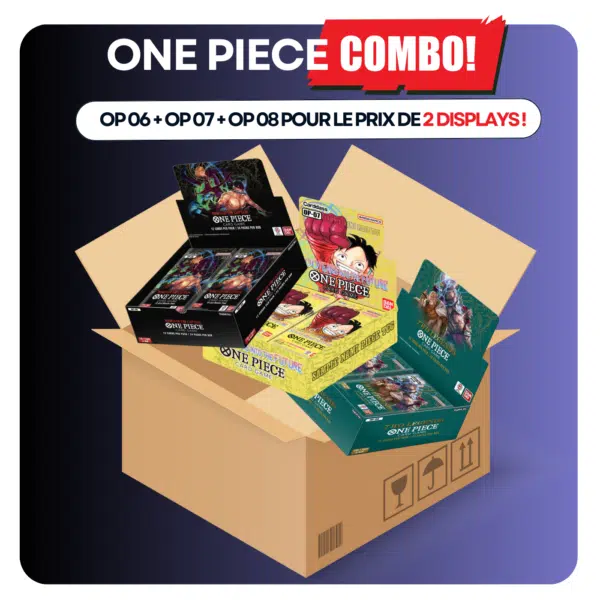 Viens découvrir ce pack exceptionnel de 3 display ONE PIECE TCG : "Pack OP06 OP07 OP08"